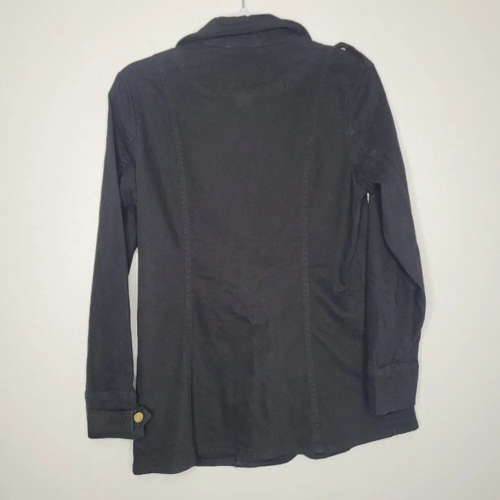 Simply Noelle black zip front pockets classic fall cotton timeless jacket xs NWT